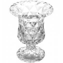 Vaso 14,5x11,5cm Em Vidro Diamond Com Pé